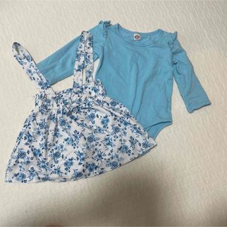 ザラ(ZARA)の海外子供服　花柄スカートとロンパースセット　女の子　80cm 輸入(ロンパース)