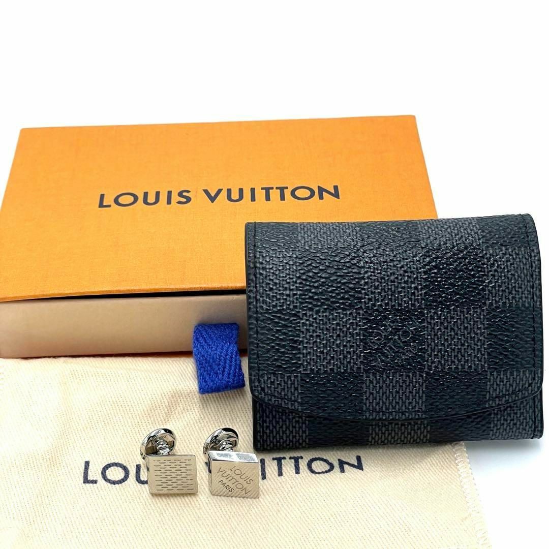 【美品】LOUISVUITTON カフス ブトンドゥマンシェット シャンゼリゼダミエ