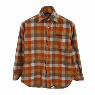 ペンドルトン(PENDLETON)の70年代 USA製 PENDLETON ペンドルトン ウール 長袖シャツ アメカジ チェック柄 ブラウン (メンズ M) 中古 古着 O5592(シャツ)