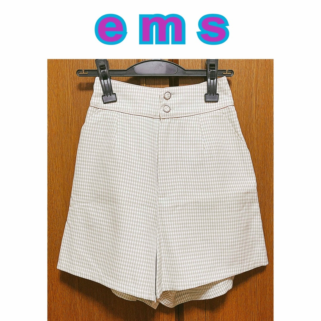 EMS(イームス)のems (イームス) チェック柄 キュロット ショートパンツ(若草色系) レディースのパンツ(キュロット)の商品写真