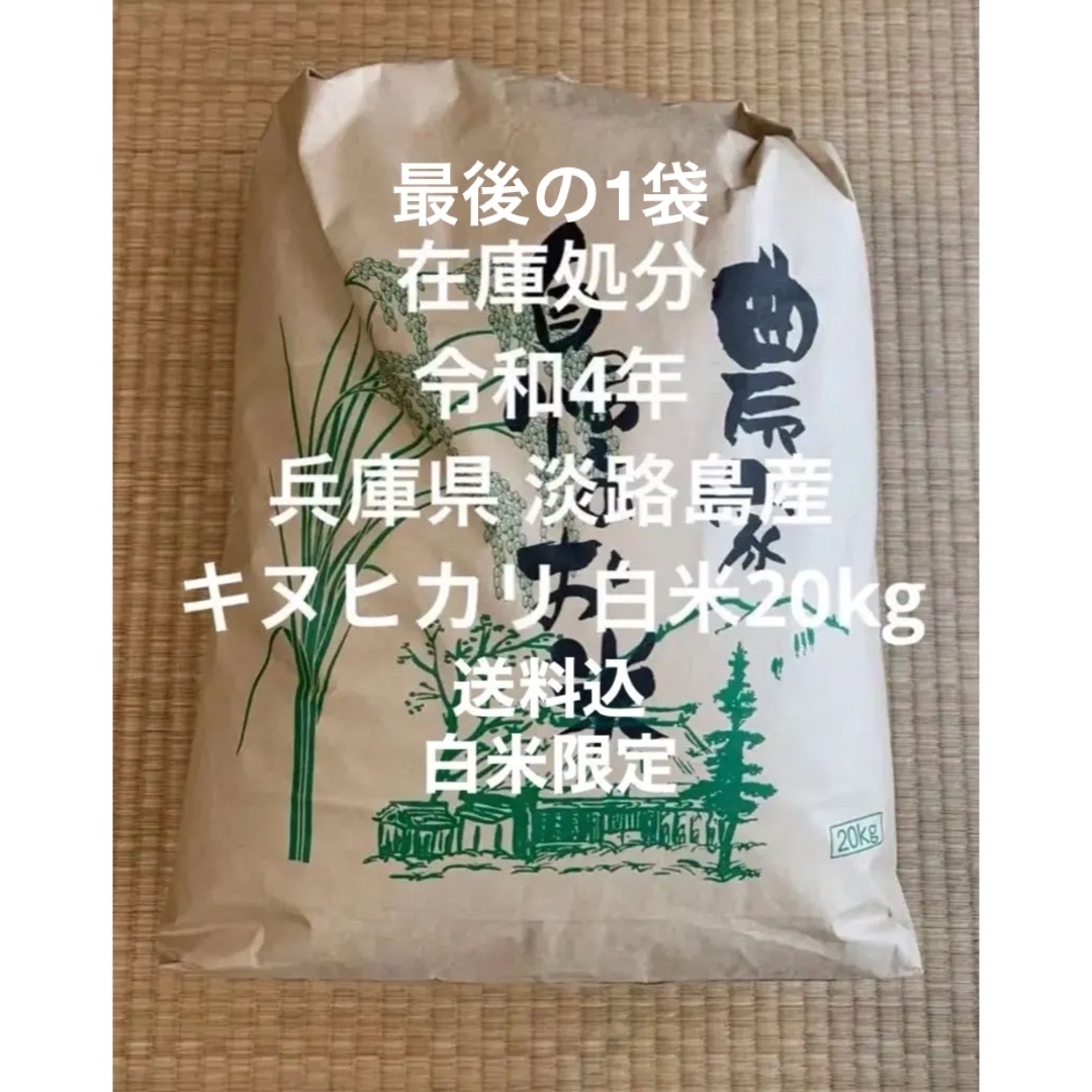 在庫処分 令和4年 兵庫県 淡路島産 キヌヒカリ 白米20kg 送料込 白米