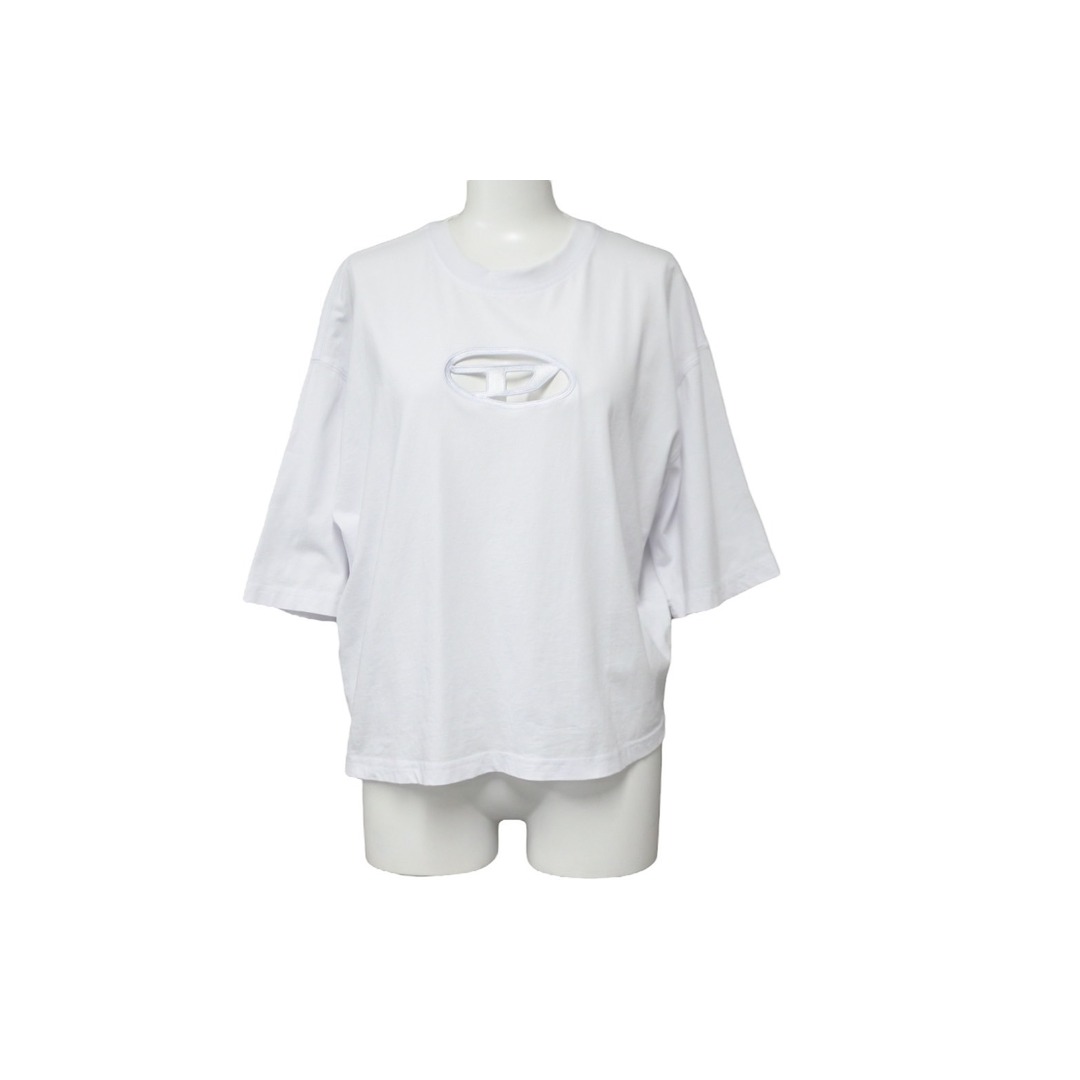 DIESEL ディーゼル T-Rowy カットアウト ロゴ 半袖Ｔシャツ ホワイト 白 トップス オーバーサイズ A11559 サイズXS 美品  55393