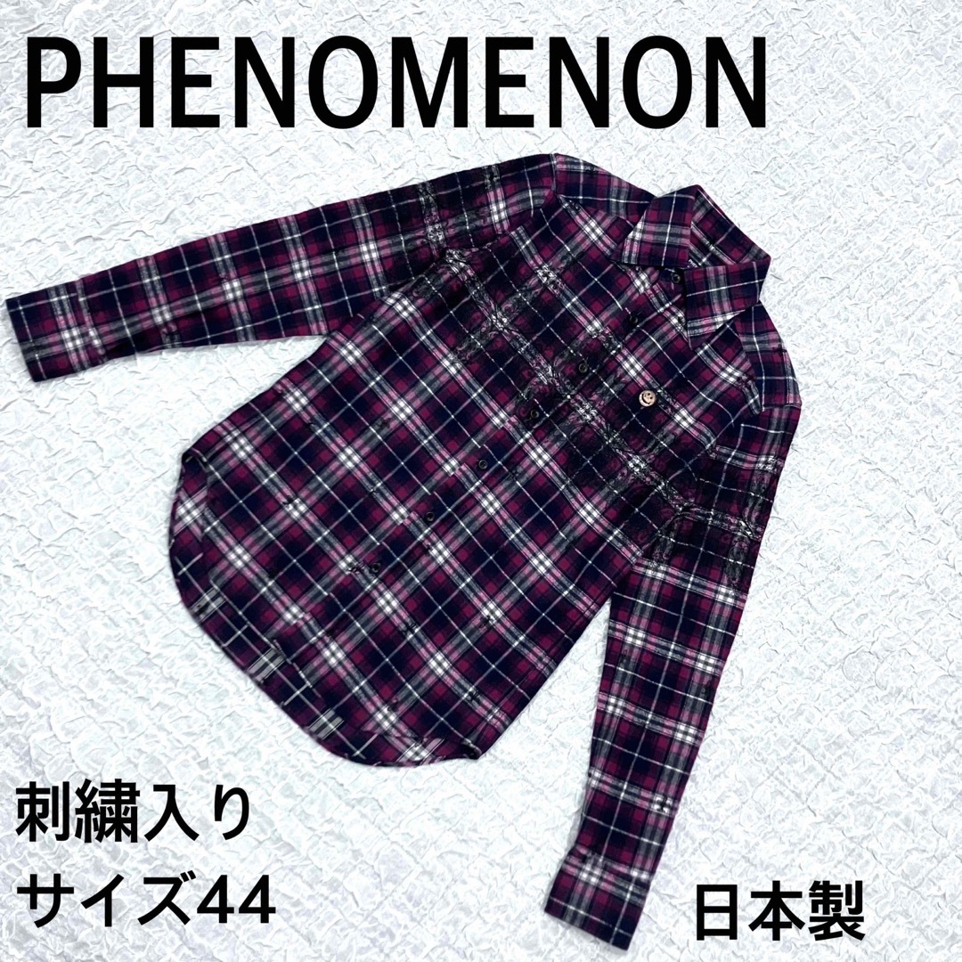 PHENOMENON フェノメノン　刺繍入りネルシャツ　サイズ44 レッドのサムネイル