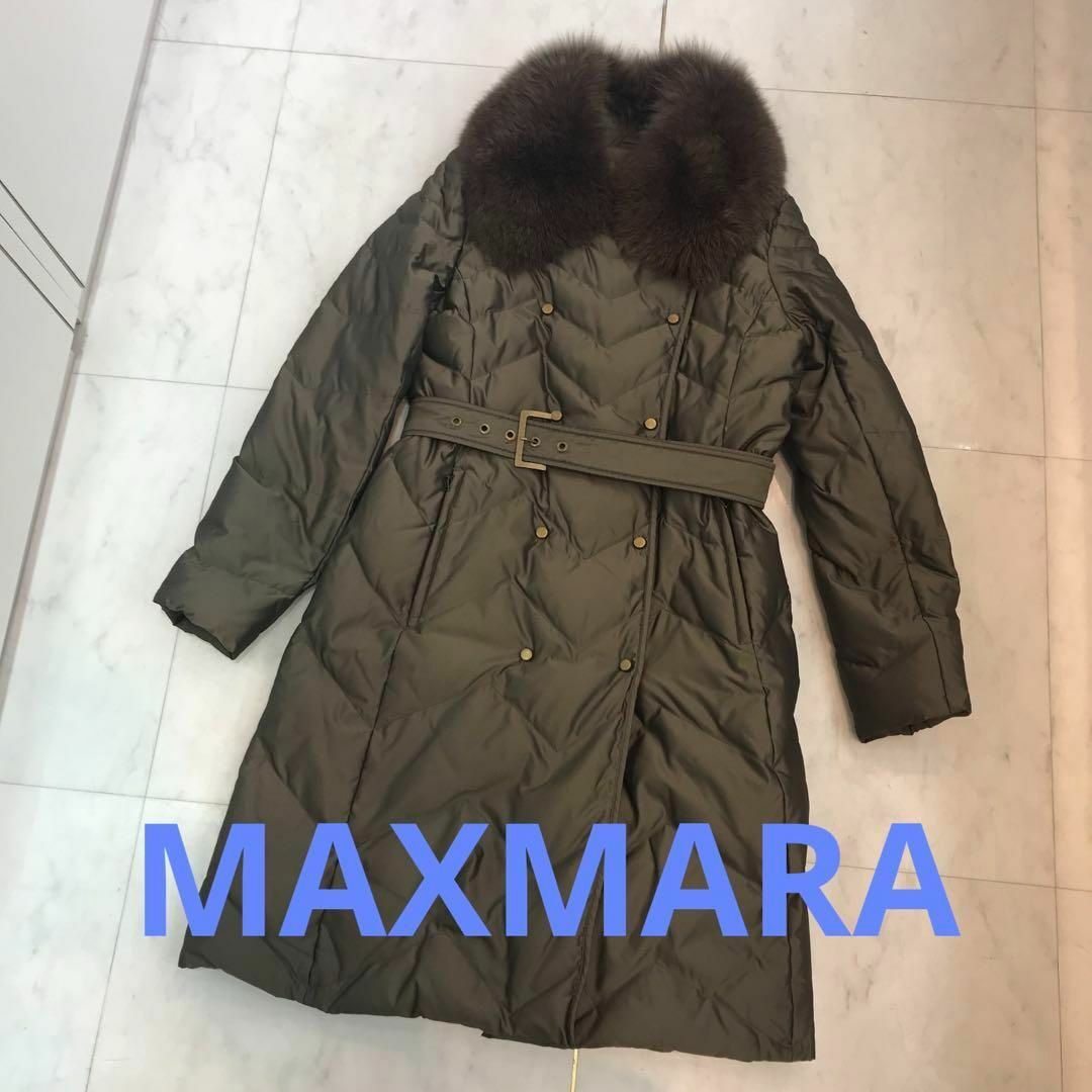 ☆美品☆MAXMARA studio　ロングコート　ファー付き　ステッチ