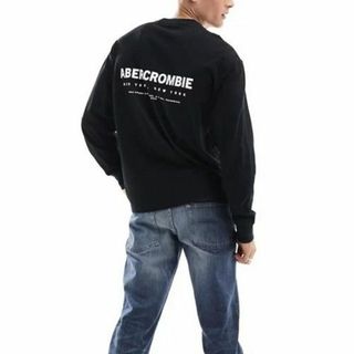 アバクロンビーアンドフィッチ(Abercrombie&Fitch)のアバクロ★メンズ★バックロゴのロングスリーブTOPSブラック★サイズXL(Tシャツ/カットソー(七分/長袖))