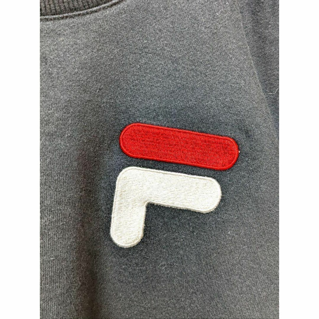 FILA - フィラ FILA ロゴ刺繍 スウェット ブラック 黒色 L 海外古着の