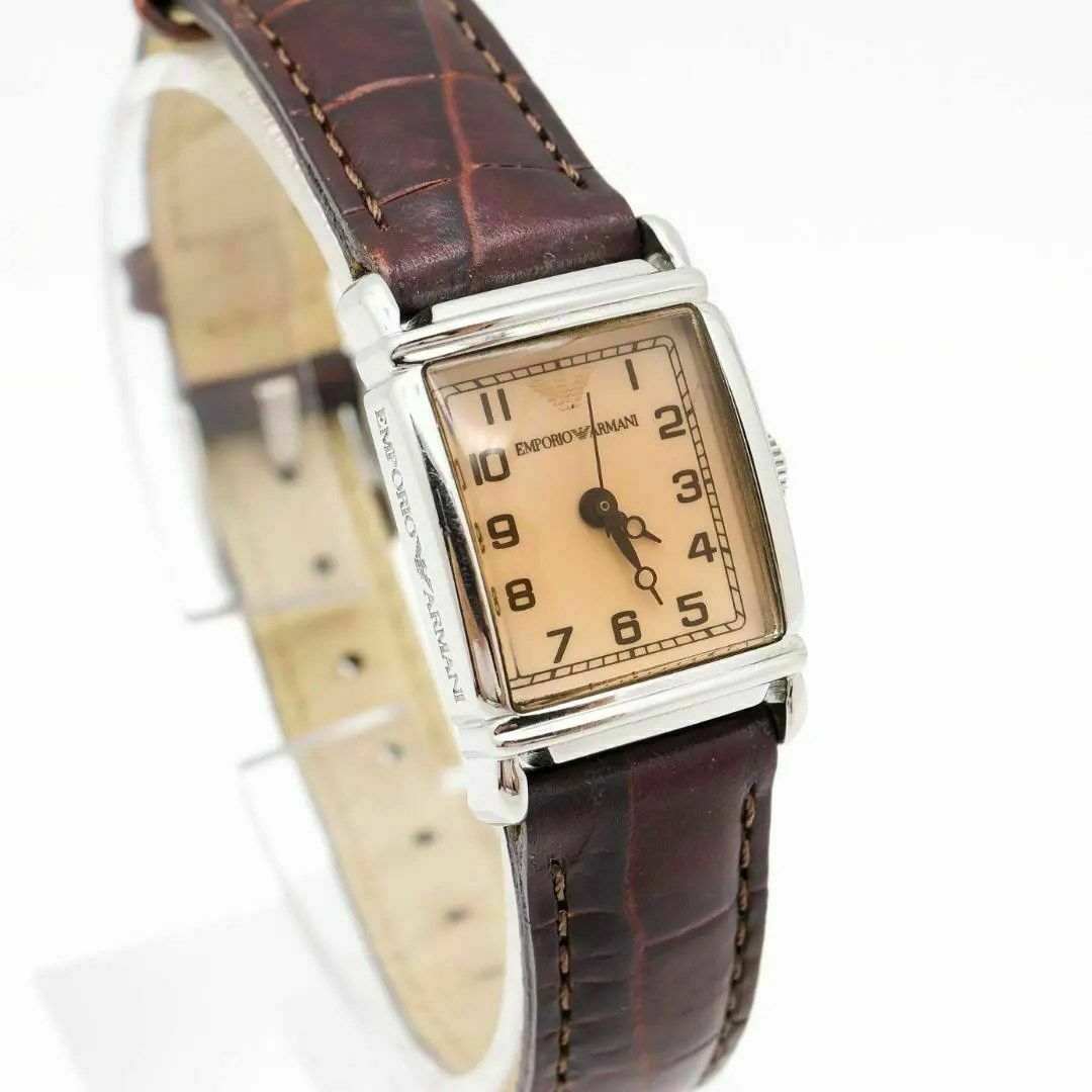 《美品》EMPORIO ARMANI 腕時計 ブロンズ スクエア レザー