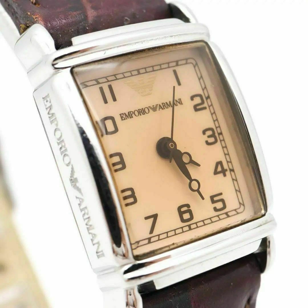 《美品》EMPORIO ARMANI 腕時計 ブロンズ スクエア レザー 1