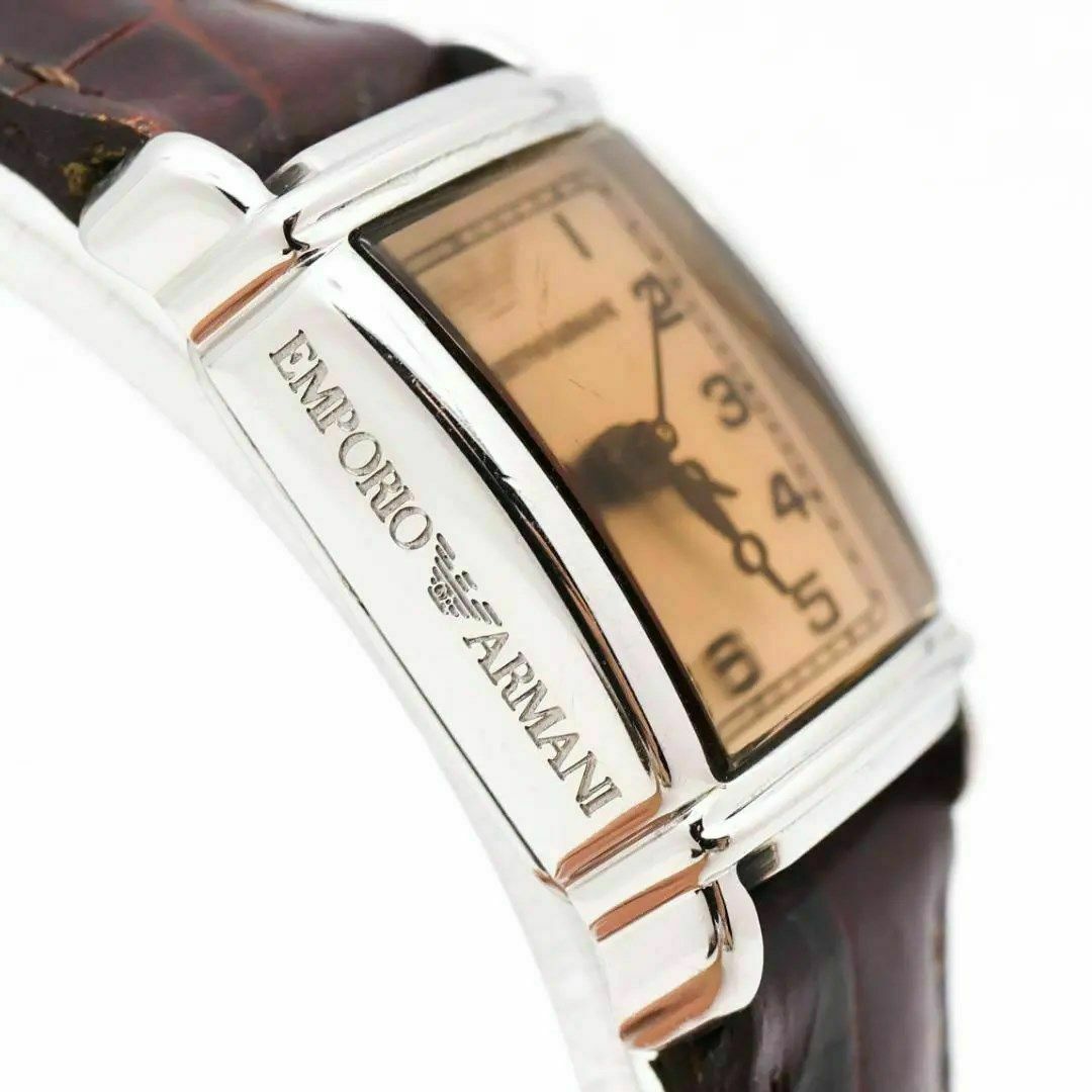 《美品》EMPORIO ARMANI 腕時計 ブロンズ スクエア レザー 2