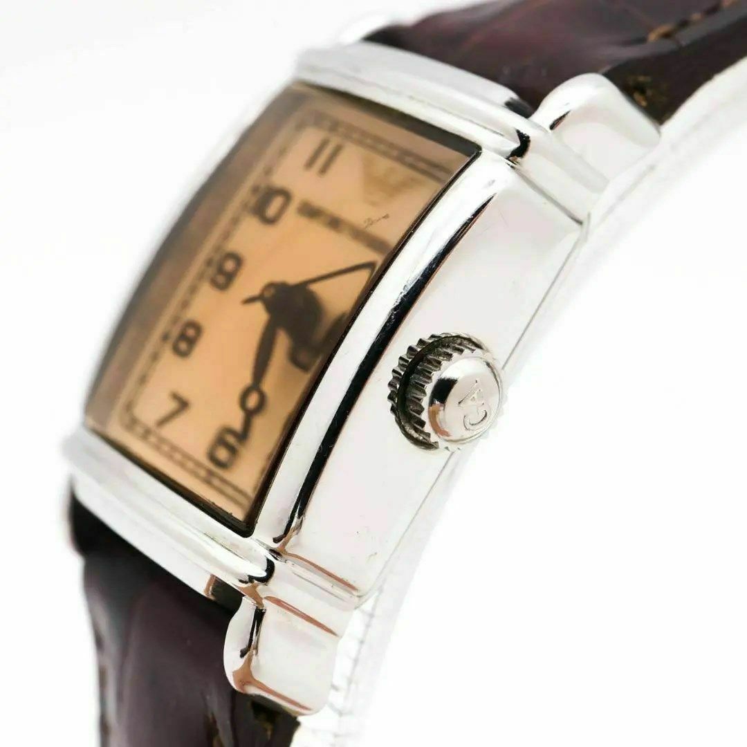 《美品》EMPORIO ARMANI 腕時計 ブロンズ スクエア レザー 3
