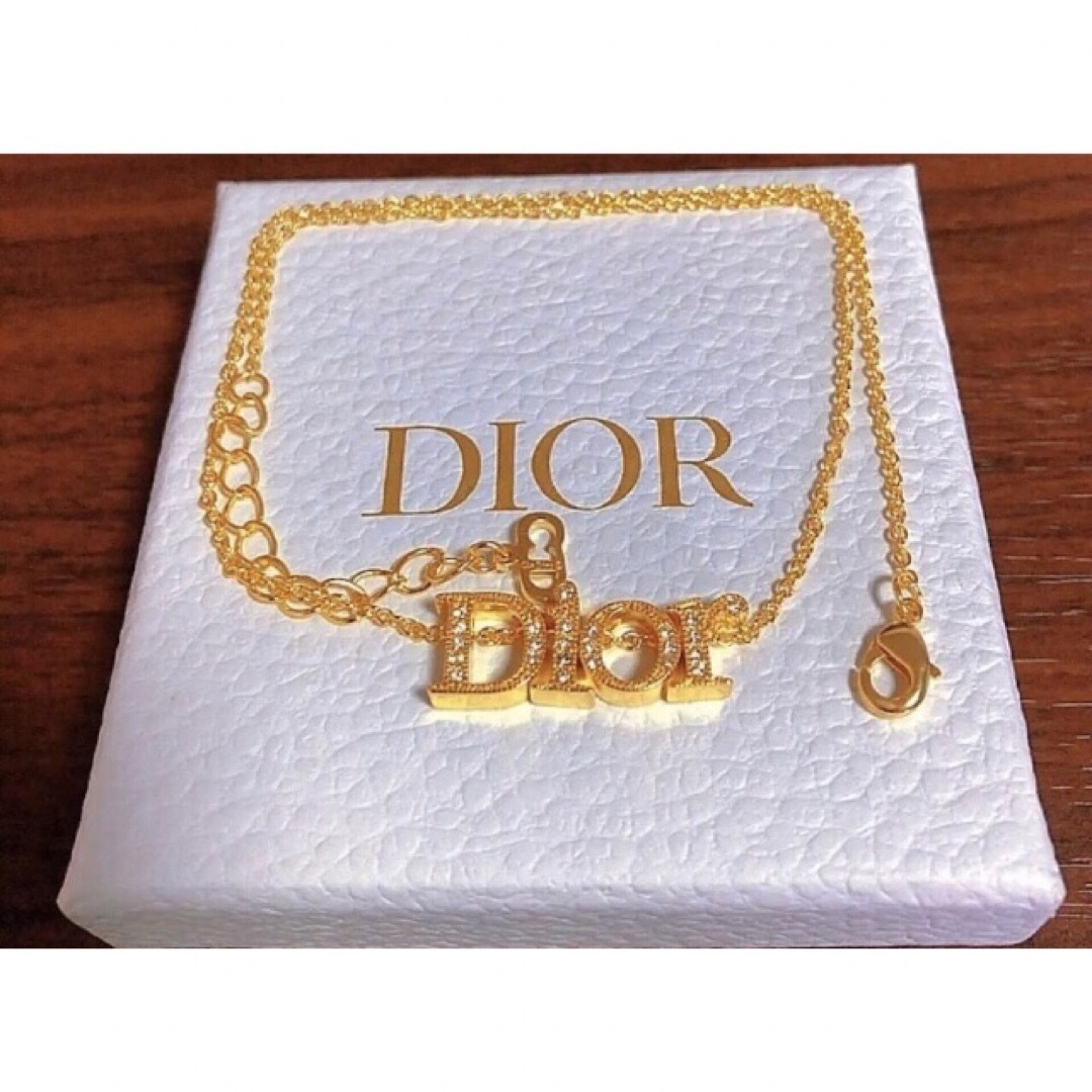 Dior ロゴ ネックレス ゴールド キラキラ ストーン 希少 シンプル