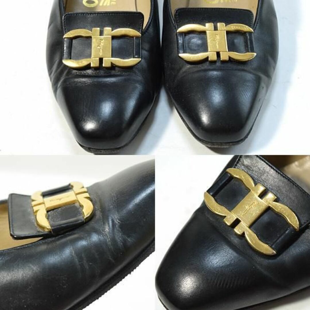 【極美品】Salvatore Ferragamo パンプス  ロゴ金具 ブラック