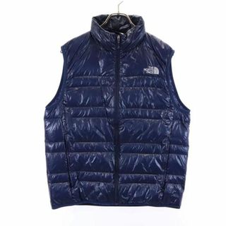 ザノースフェイス(THE NORTH FACE)のノースフェイス アウトドア ND18170 ライトヒート ダウンベスト XL ネイビー THE NORTH FACE ロゴ メンズ 【中古】  【231009】(ベスト)