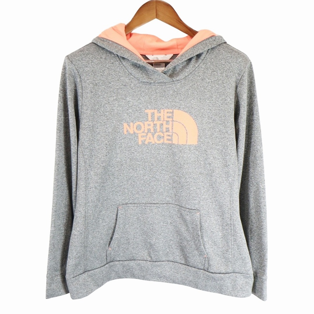 THE NORTH FACE ノースフェイス ロゴプリント パーカー アウトドア キャンプ 防寒 グレー (レディース XL)   O5687