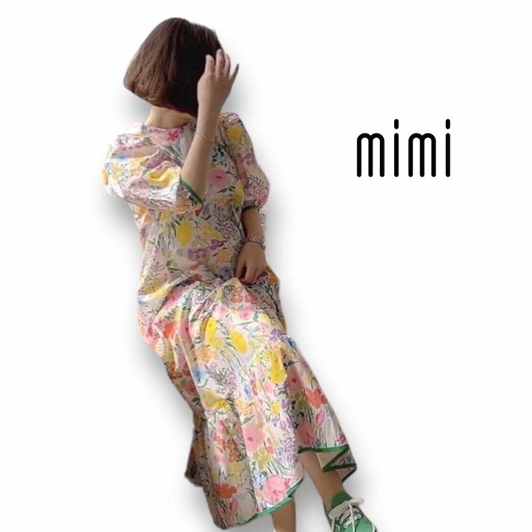 Mimi(ミミ)の【新品未使用・送料無料】mimi ワンピース バルーンスリーブ フラワープリント レディースのワンピース(ロングワンピース/マキシワンピース)の商品写真
