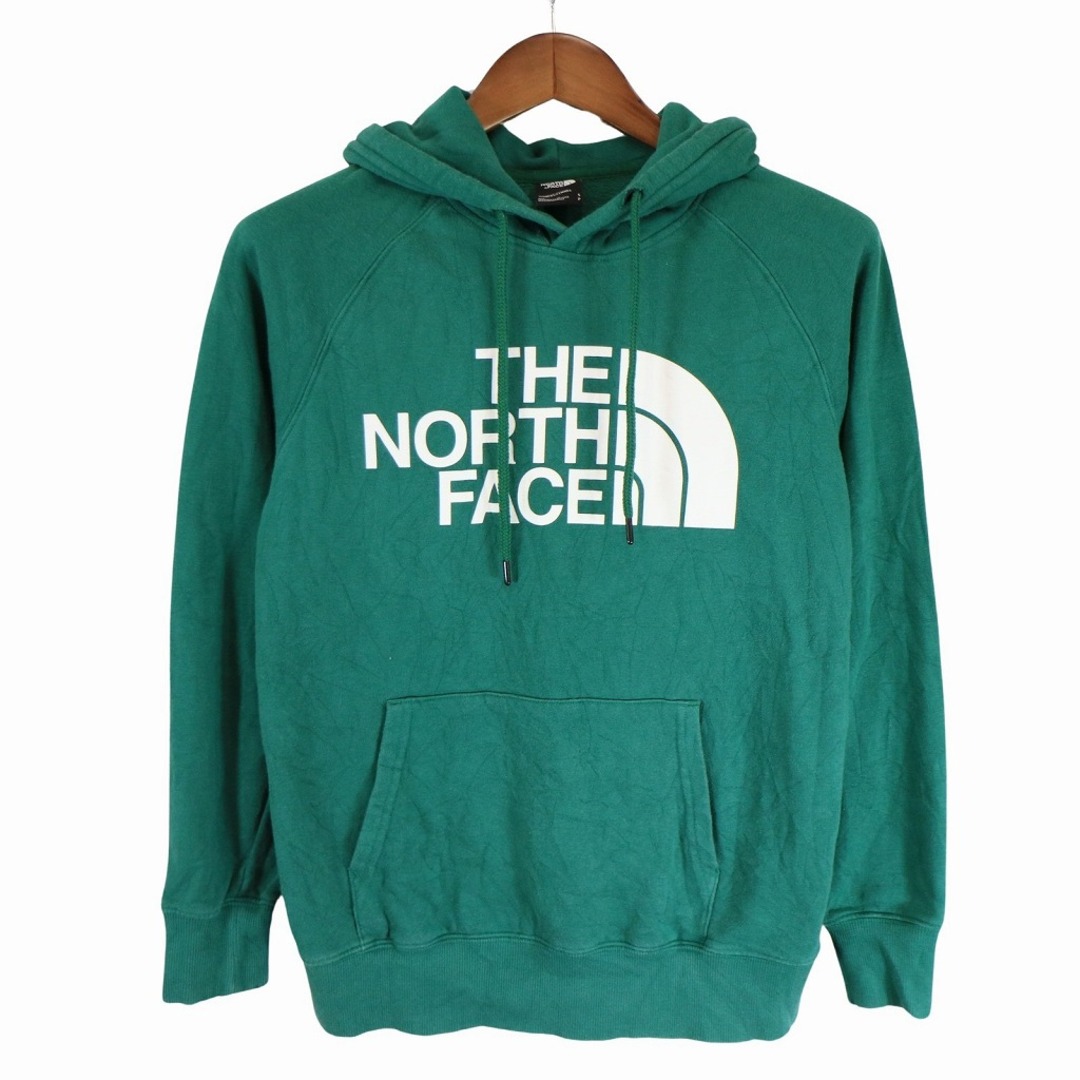 THE NORTH FACE ノースフェイス ロゴプリント パーカー アウトドア キャンプ 防寒 グリーン (レディース S)   O5689