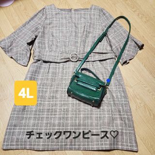 4l チェックワンピース(ひざ丈ワンピース)