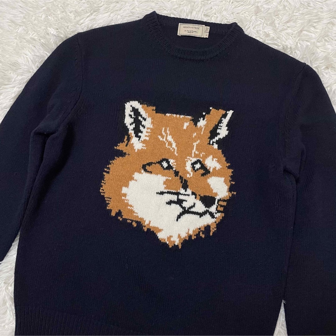 MAISON KITSUNE' - メゾンキツネ BIG FOXニットセーター ネイビー Sの
