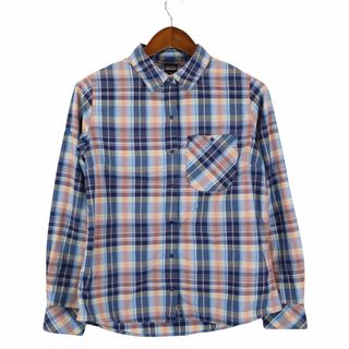 パタゴニア(patagonia)のpatagonia パタゴニア 長袖シャツ アウトドア 片ポケット マドラス風チェック ブルー (レディース M) 中古 古着 O5718(シャツ/ブラウス(長袖/七分))