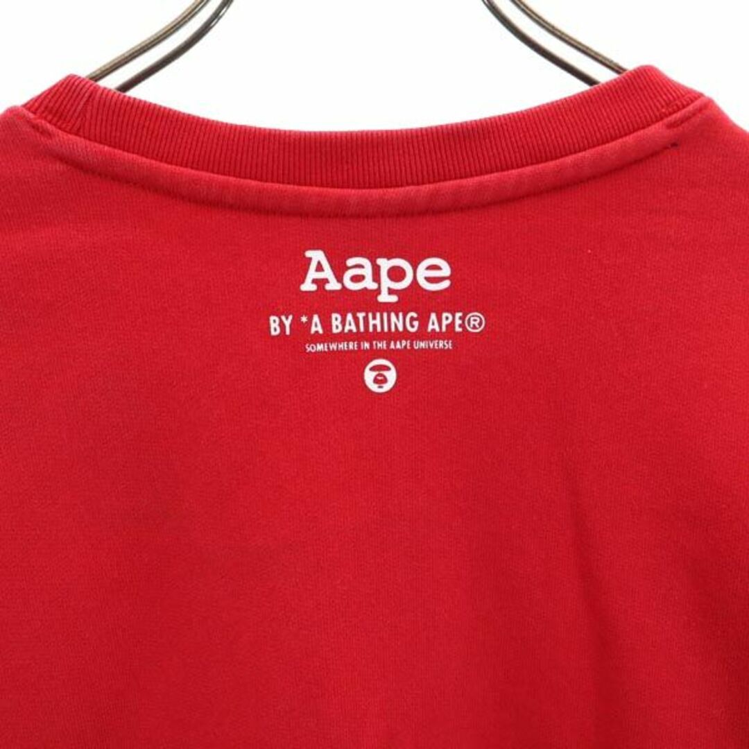 アベイシングエイプ プリント スウェット XL レッド A BATHING APE 長袖 トレーナー ロゴ 裏起毛 メンズ 【中古】 【231009】