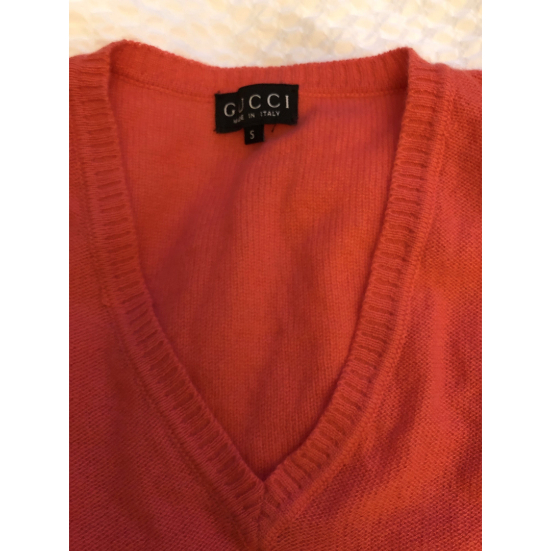 Gucci(グッチ)のGUCCI グッチ　半袖　カシミア　Vネック　ニット レディースのトップス(ニット/セーター)の商品写真