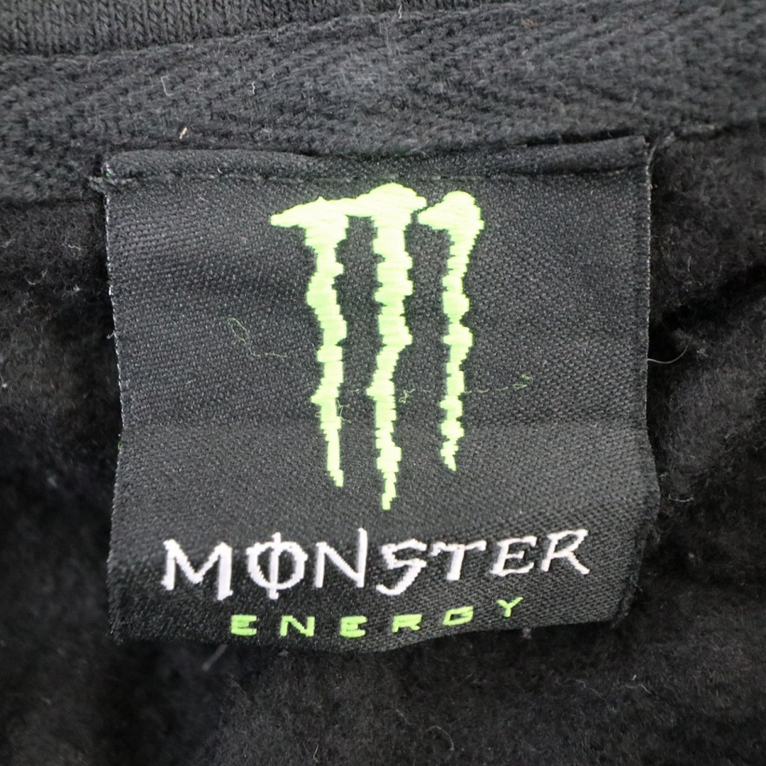 MONSTER ENERGY 企業ロゴ ジップアップ フーディー パーカー ブラック (メンズ M) 中古 古着 O5757