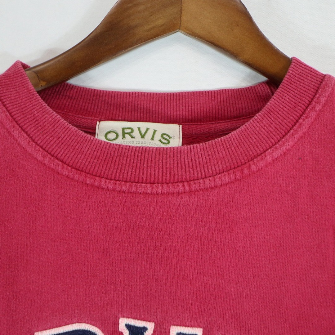 ORVIS オービス ロゴ トレーナー スウェット 大きいサイズ  刺繍 丸首 ピンクレッド (メンズ XXL) 中古 古着 O5749 メンズのトップス(スウェット)の商品写真