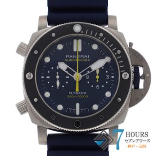 パネライ(PANERAI)の【115495】PANERAI パネライ  PAM01291 サブマーシブル クロノ マイク・ホーン エディション ブルーダイヤル TI/ラバー 自動巻き ギャランティーカード 純正ボックス 腕時計 時計 WATCH メンズ 男性 男 紳士【中古】(腕時計(アナログ))