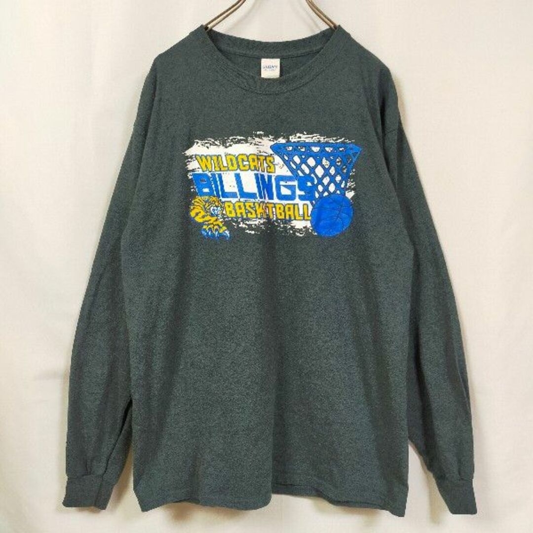 GILDAN(ギルタン)のギルダン　長袖Ｔシャツ　デカロゴ　バスケ　チームロゴ　バックロゴ　ゆるだぼ　灰色 メンズのトップス(Tシャツ/カットソー(七分/長袖))の商品写真