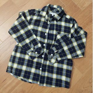 グローバルワーク(GLOBAL WORK)のネイビーイエローチェック XLサイズ(120～130cm)(Tシャツ/カットソー)