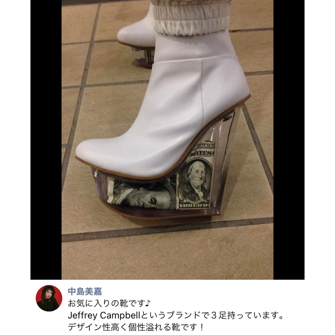 JEFFREY CAMPBELL(ジェフリーキャンベル)のレア！ジェフリーキャンベルクリアブーツバービー中島美嘉ドル札スケート厚底ギャル レディースの靴/シューズ(ブーツ)の商品写真