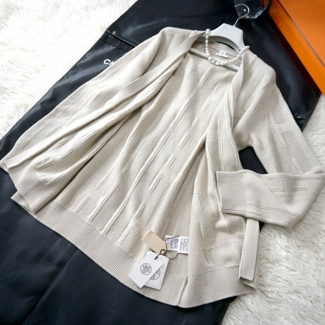 ★HERMES★新品タグ付★Hロゴ★ロングカーディガン★ニットコート