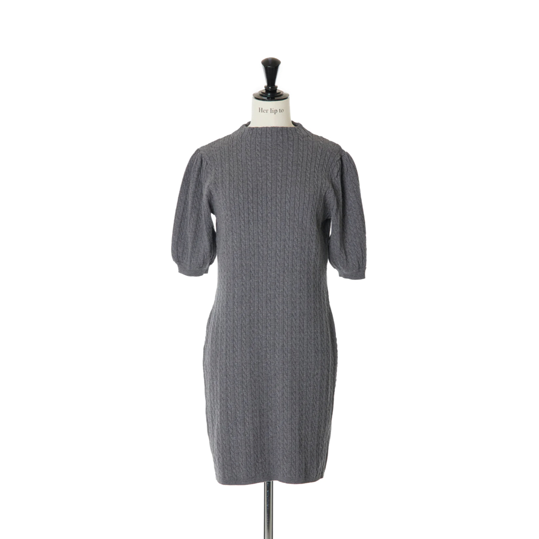 Her lip to(ハーリップトゥ)のPuff Sleeve Cable Knit Dress S レディースのワンピース(ひざ丈ワンピース)の商品写真