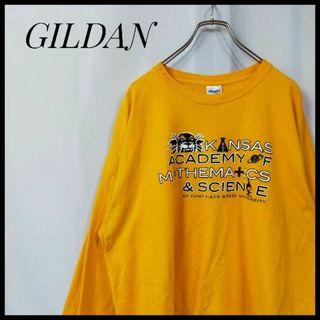 ギルタン(GILDAN)のギルダン　長袖Ｔシャツ　デカロゴ　ゆるだぼ　カレッジ　ロンＴ　クルーネック　黄色(Tシャツ/カットソー(七分/長袖))