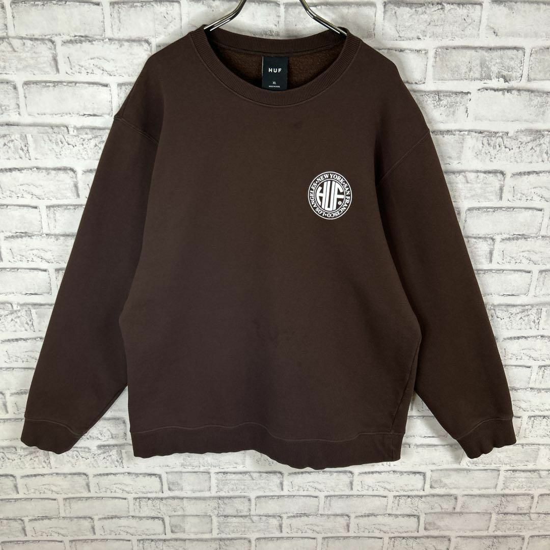 HUF ハフ スウェット トレーナー サークルロゴ バックプリント 希少カラー-