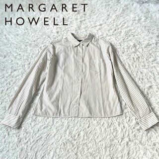 マーガレットハウエル シャツ ストライプ コットン 長袖 羽織り 日本製 L