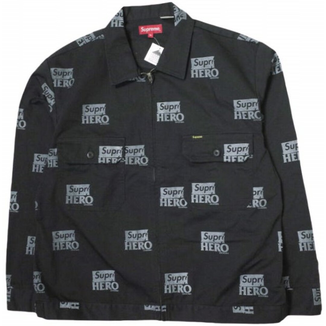 SUPREME x ANTI HERO シュプリーム アンタイヒーロー 22SS 別注 Work Jacket SuprHEROロゴプリント ツイルワークジャケット XL BLACK アウター【新古品】【SUPREME × ANTI HERO】