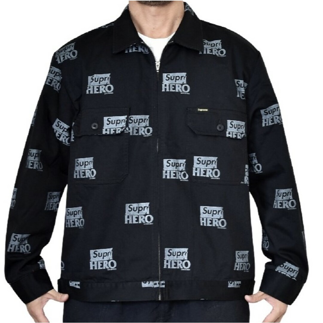 SUPREME x ANTI HERO シュプリーム アンタイヒーロー 22SS 別注 Work Jacket SuprHEROロゴプリント ツイルワークジャケット XL BLACK アウター【新古品】【SUPREME × ANTI HERO】 2