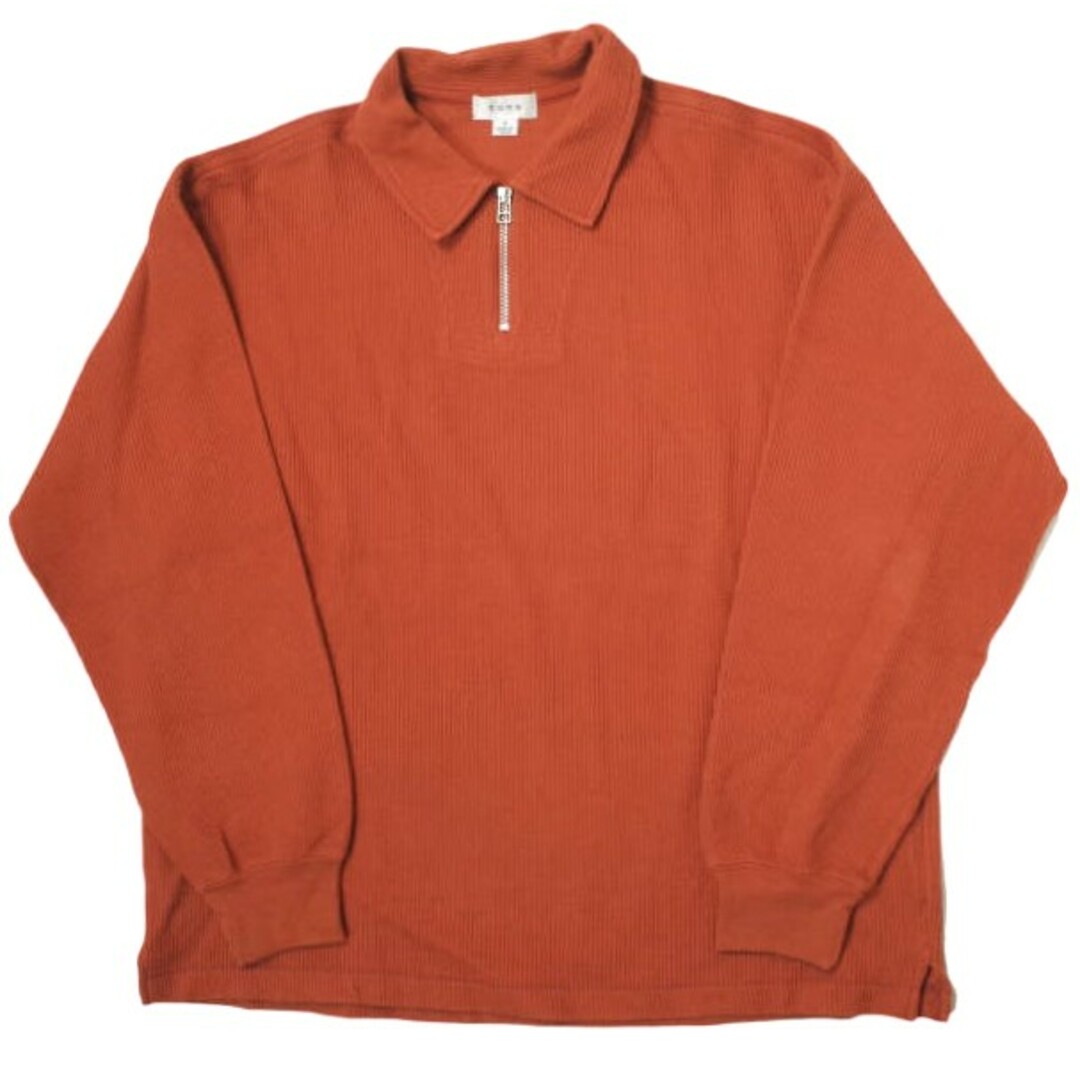 tone トーン 19AW 日本製 DOUBLE FACE SHIRT(HALF ZIP POLO) ダブルフェイスハーフジップポロシャツ TO-AW19-CLS04 3 Deep Orange 長袖 リブ トップス【tone】