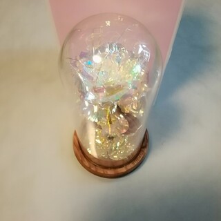 ROSE 造花　LEDライト付き　ガラスドーム(置物)