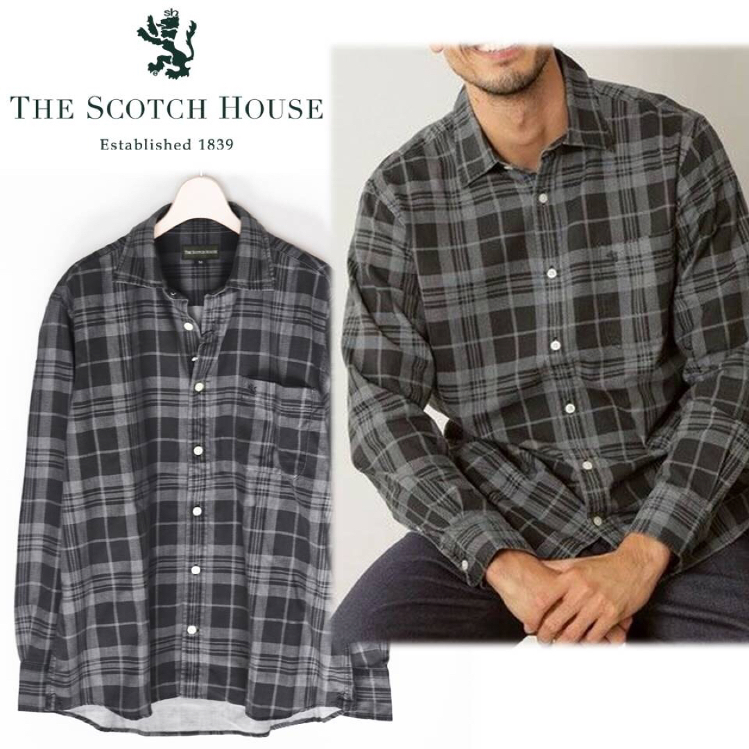 THE SCOTCH HOUSE(ザスコッチハウス)の《ザスコッチハウス》新品 チェック セミワイドカラーカイリーンデニムシャツ L メンズのトップス(シャツ)の商品写真