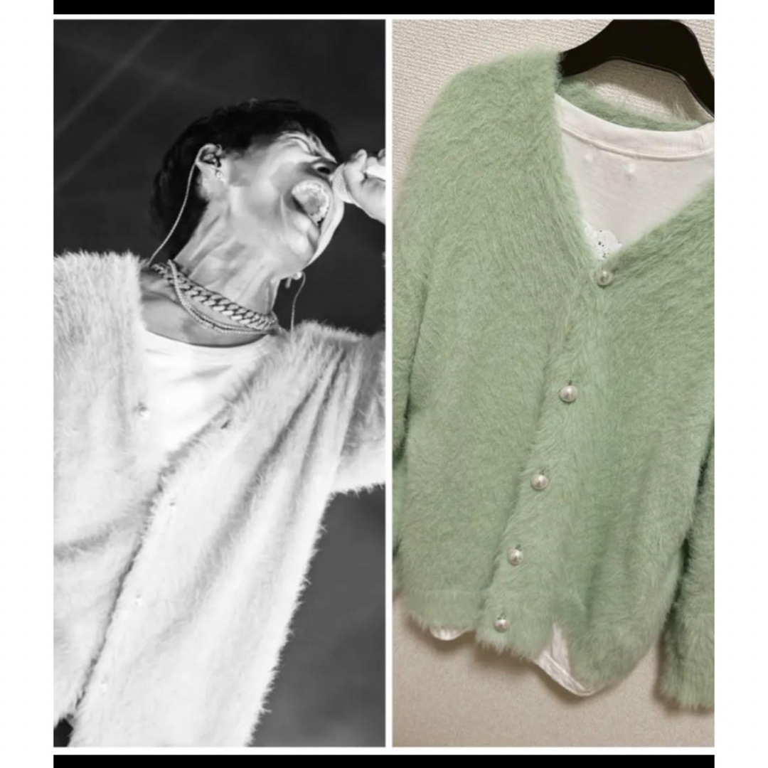 TAKUYA∞着用 BECOME TREE Fur knit cardigan-