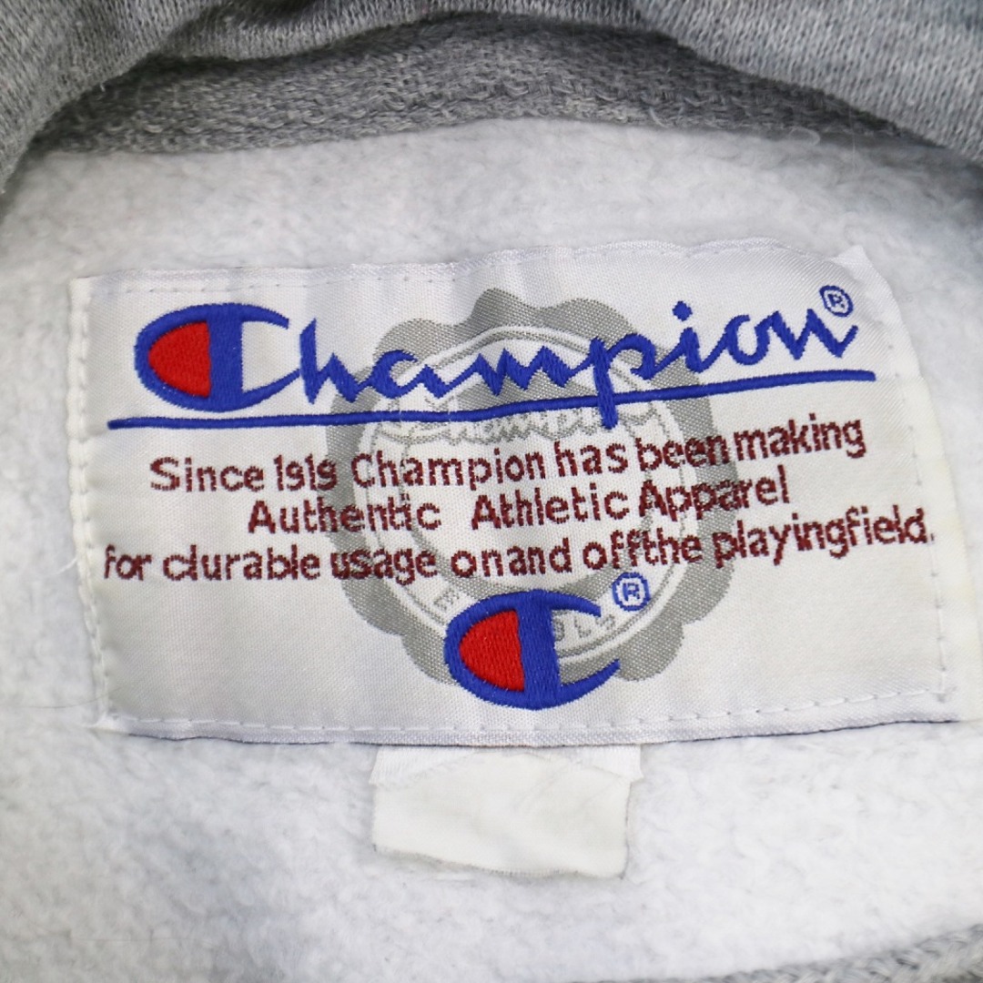 Champion チャンピオン Bucknell Bison football フーディー パーカー 刺繍  カレッジ ワッペン チーム グレー (メンズ M)   O5781