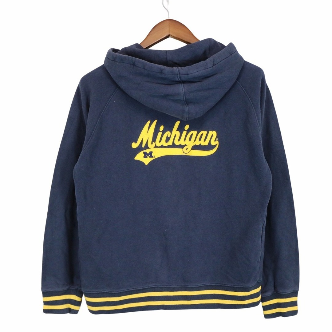 Champion チャンピオン Michigan Wolverines フルジップ パーカー 刺繍  カレッジ ラグランスリーブ ネイビー (メンズ L)   O5782