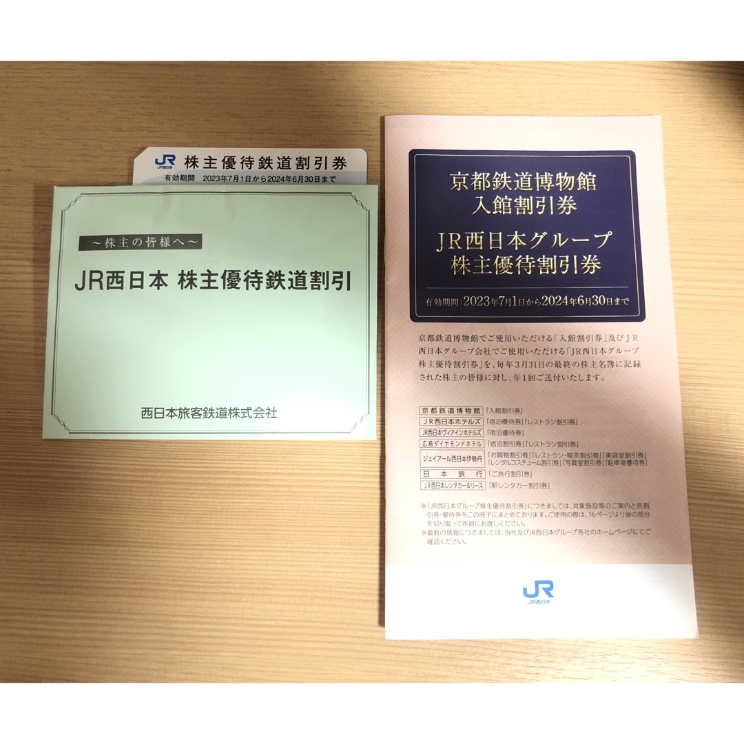 JR西日本　株主優待割引券7枚 京都鉄道博物館入館割引券　グループ株主優待割引券