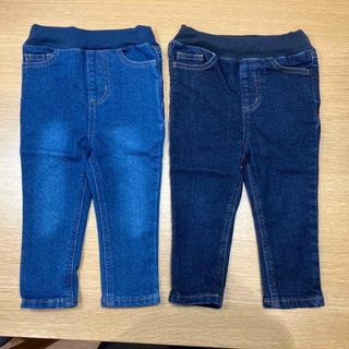 プティマイン(petit main)のpetit main裏起毛ストレッチデニムパンツ　2枚セット　80(パンツ)