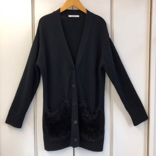 アナイ(ANAYI)の美品 ANAYI 23SS フェザーヤーンコンビカーディガン(38)(カーディガン)