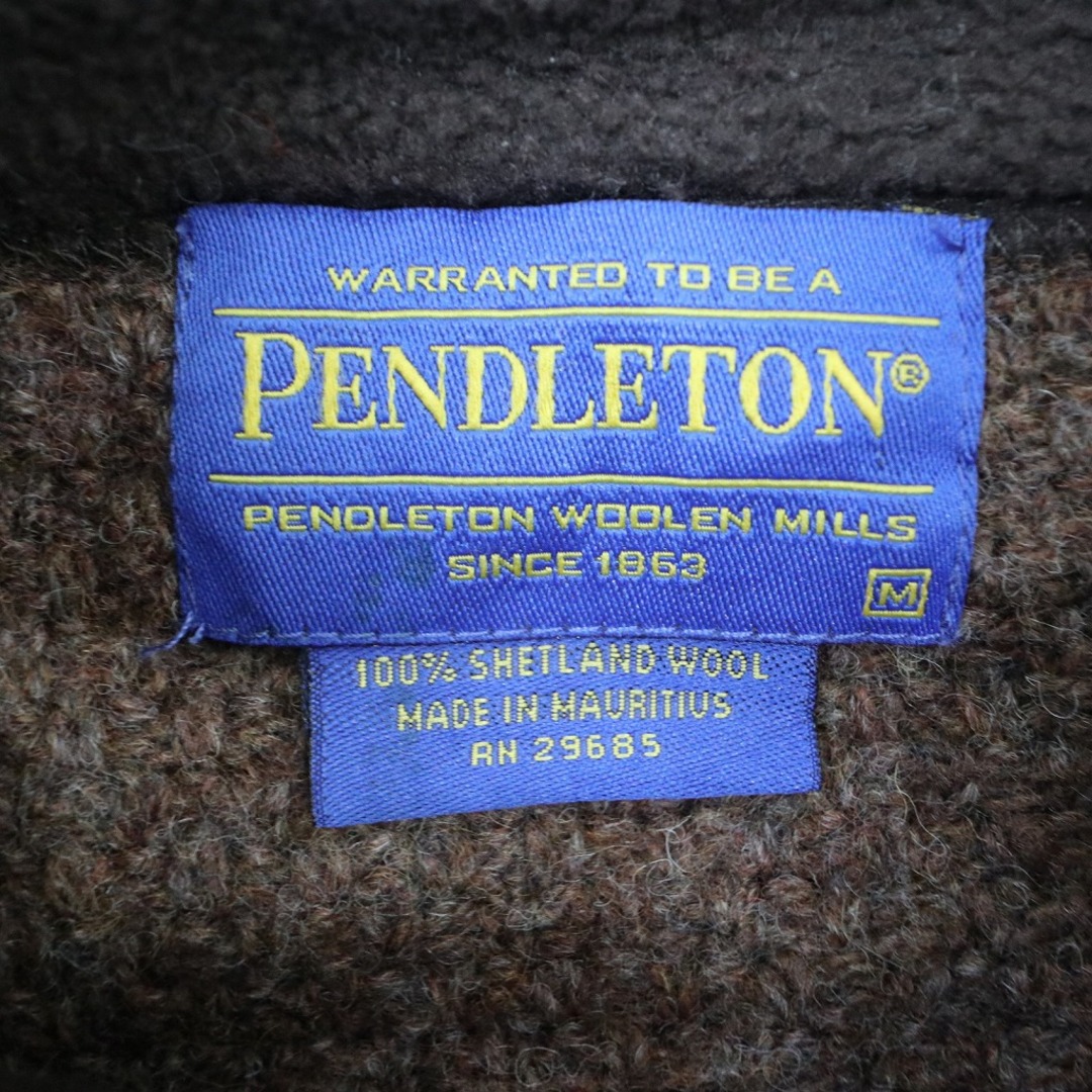 90年代 PENDLETON ペンドルトン ドライバーズニット セーター ジップアップ ブラウン (メンズ M)   O5377 6