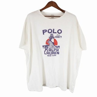 ポロラルフローレン(POLO RALPH LAUREN)のPolo by Ralph Lauren ポロバイラルフローレン ワンポイント 半袖Ｔシャツ 大きいサイズ ホワイト (メンズ 2XB) 中古 古着 O5231(Tシャツ/カットソー(半袖/袖なし))