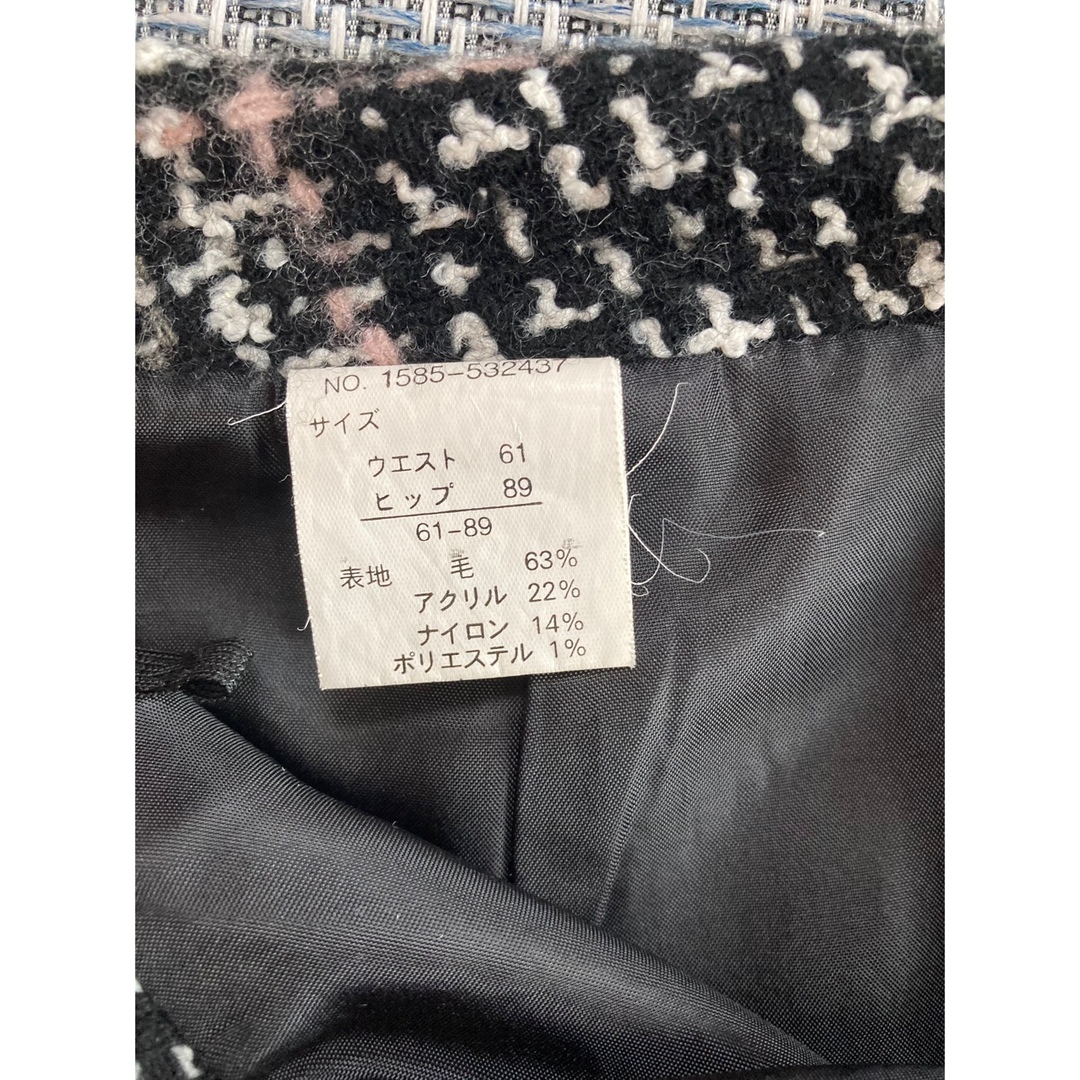 ツイードスカート 黒 ブラック チェック レディースのスカート(ミニスカート)の商品写真